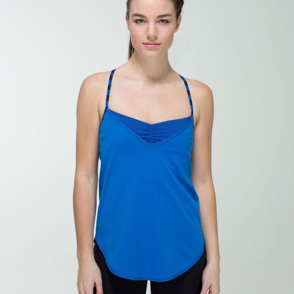 Lululemon Roll Out Tank - size 6, Baroque Blue w/ Mini Hyper Stripe